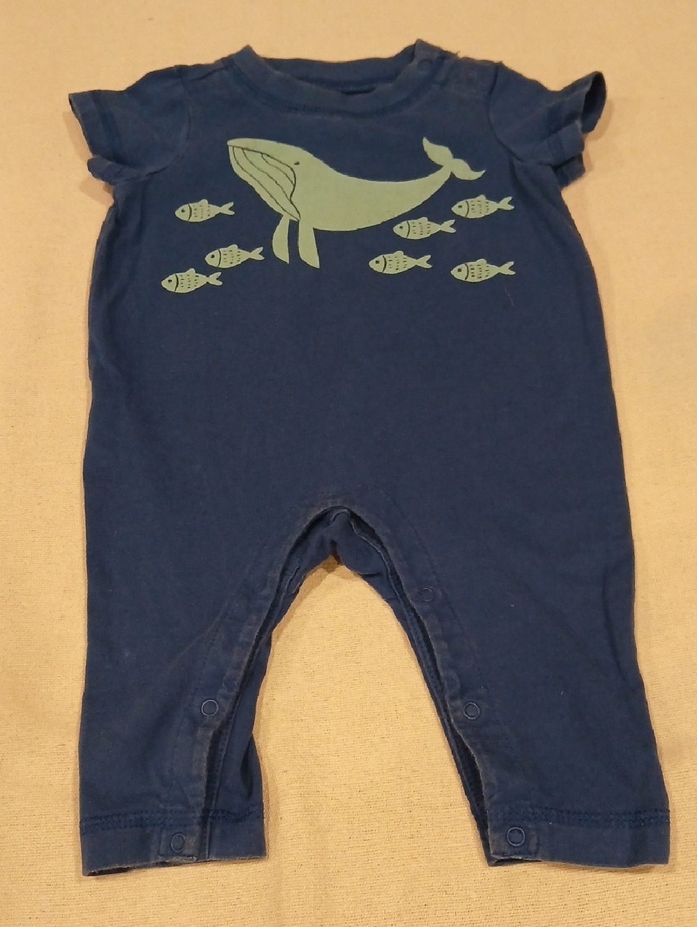 Tea Collection Navy One-Piece with Sea Green Whale and Fish Graphic